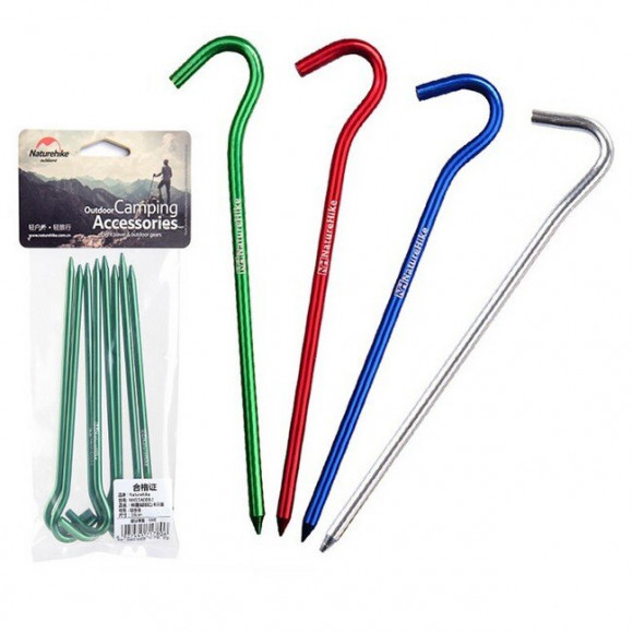 Кілки з гачком алюмінієві Naturehike NH15A008-I, 16 см , червоний (8 шт)