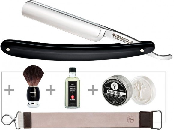 Boker Classic Black Round Head shaving set