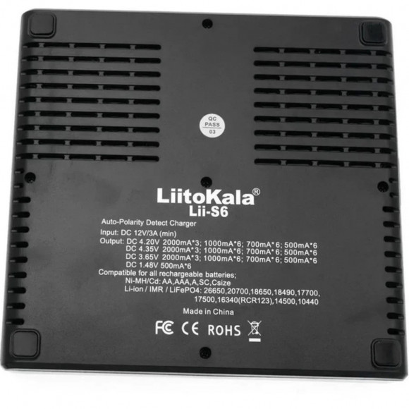 Універсальний зарядний пристрій LiitoKala Lii-S6 EU на 6 каналів + автомобільний кабель Універсальний зарядний пристрій LiitoKala Lii-S6 EU на 6 каналів + автомобільний кабель