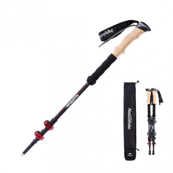 Трекінгова палиця Naturehike NH20DS003, 135 см, чорний/червоний Трекінгова палиця Naturehike NH20DS003, 135 см, чорний/червоний