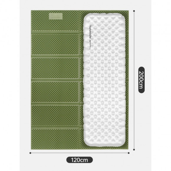 Килимок складаний подвійний IXPE Naturehike CNK2450WS044, алюмінієва плівка, 200x120х1,8 см, синій