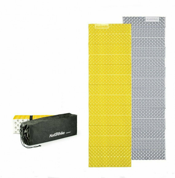 Килимок туристичний складаний одномісний IXPE Naturehike Thickened NH20FCD07 кемпінговий з алюмінієвою плівкою, 187x56x2,5 см, жовтий