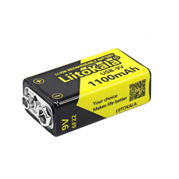 USB акумулятор Крона LiitoKala Type C на 1100 мАг 9V USB акумулятор Крона LiitoKala Type C на 1100 мАг 9V