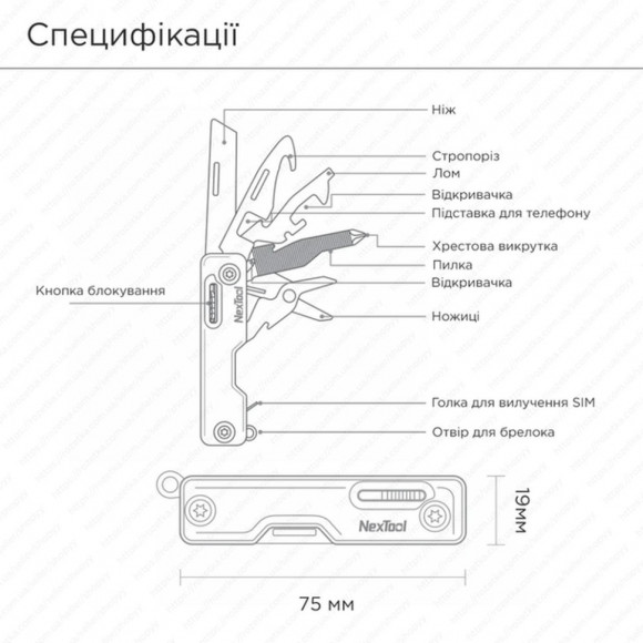 Мультитул NexTool Multi Functional Knife, зелений Мультитул NexTool Multi Functional Knife, зелений