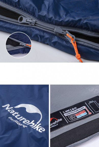 Schlafsack Naturehike Ultralight LW 180 NH15S003-D, (20°C), pp M, rechts, dunkelgrün