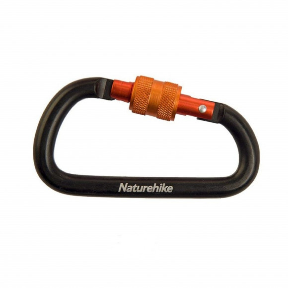 Карабін с муфтою Naturehike D-type 80 мм NH15A008-D, чорний Карабін с муфтою Naturehike D-type 80 мм NH15A008-D, чорний