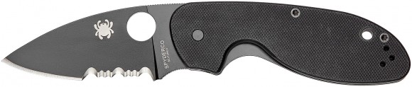 Нож Spyderco Efficient Black Blade, полусеррейтор
