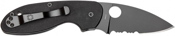 Knife Spyderco Efficient Black Blade, semiserreator Knife Spyderco Efficient Black Blade, semiserreator