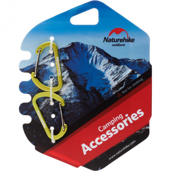 Aluminiumkarabiner Naturehike D-Typ NH15A004-H, 4 cm, grün (2 Stk.)