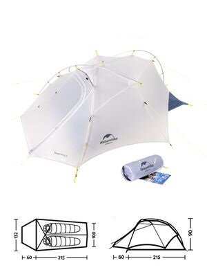 Ultralight double tent with footprint Naturehike Cloud Up Wing NH19ZP083, 15D, gray-blue