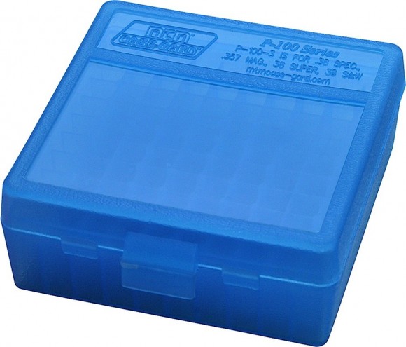 Коробка для патронів MTM кал. 7, 62x25; 5, 7x28; 357 Mag. Кількість-100 шт. Колір-блакитний