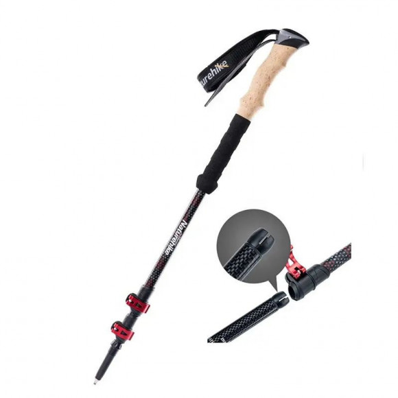 Naturehike NH20DS003 trekking poles, 135 cm, black/red, 2 pcs Naturehike NH20DS003 trekking poles, 135 cm, black/red, 2 pcs