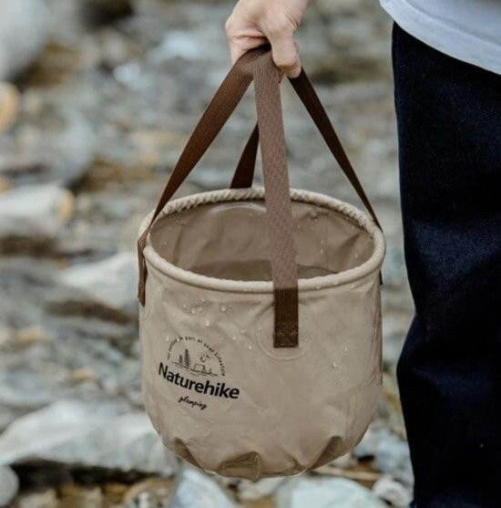 Складане відро для води з ПВХ Naturehike NH20SJ040, 20 л, світло-коричневий