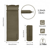 Килимок самонадувний одномісний з подушкою Naturehike CNK2300DZ014, 60мм, зелений Килимок самонадувний одномісний з подушкою Naturehike CNK2300DZ014, 60мм, зелений